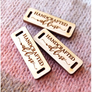 Етикети за дрехи, плетива и шапки, етикети от естествена дървесина, лазерно гравирани етикети 13 х 38 мм