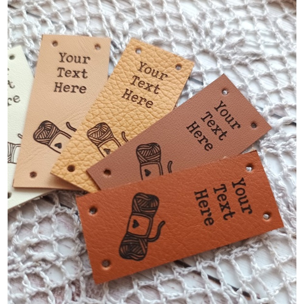 Персонализирани етикети от естествена кожа, гравирани етикети с лого, етикети за плетени изделия, правоъгълни етикети за шиене с размер 25x60 мм